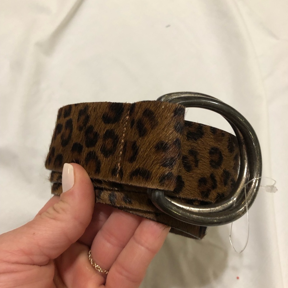 Harold’s leopard calf hair belt EUC